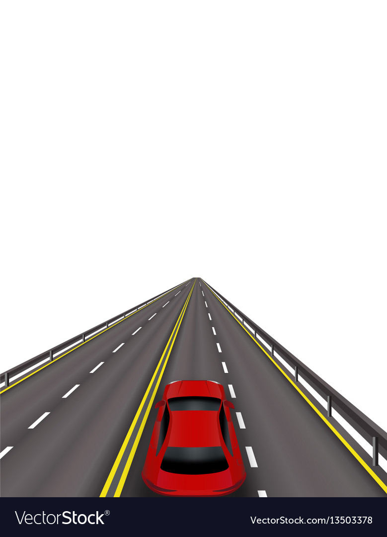 High Speed Highway Red Cars On Road In Royalty Free Vector