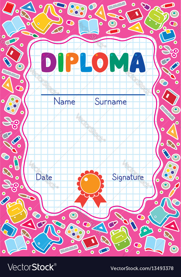 Kids diploma background with education supplies