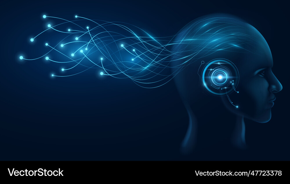 Modern cyborg with artificial intelligence Vector Image