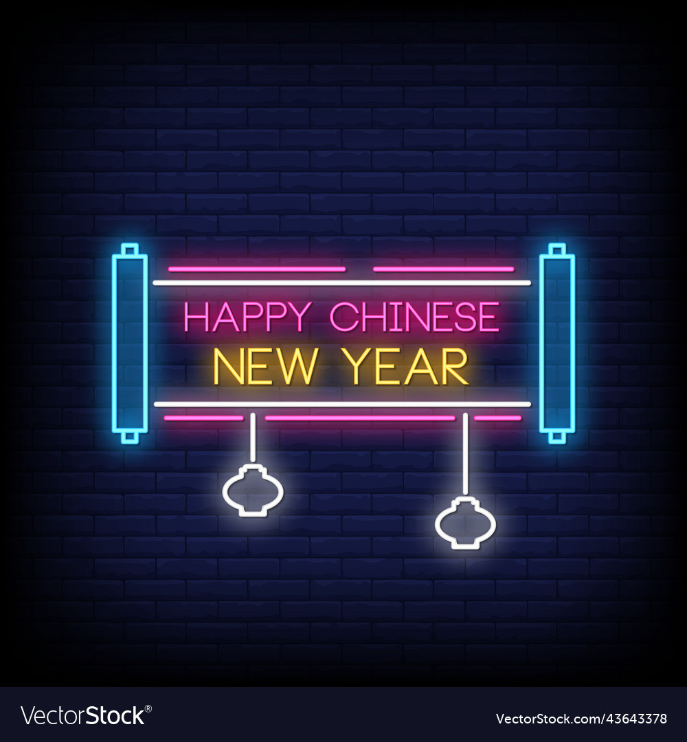 Neon sign chinese new year with brick wall