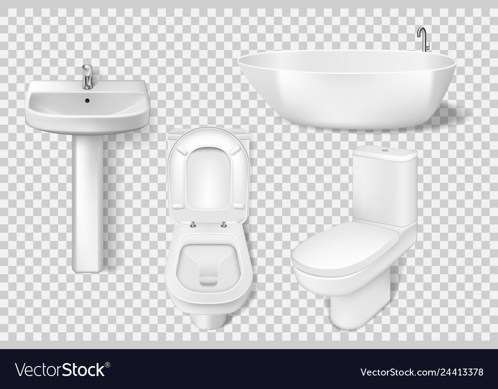 Realistic bathroom collection template white vector image Realistic bathroom collection template white