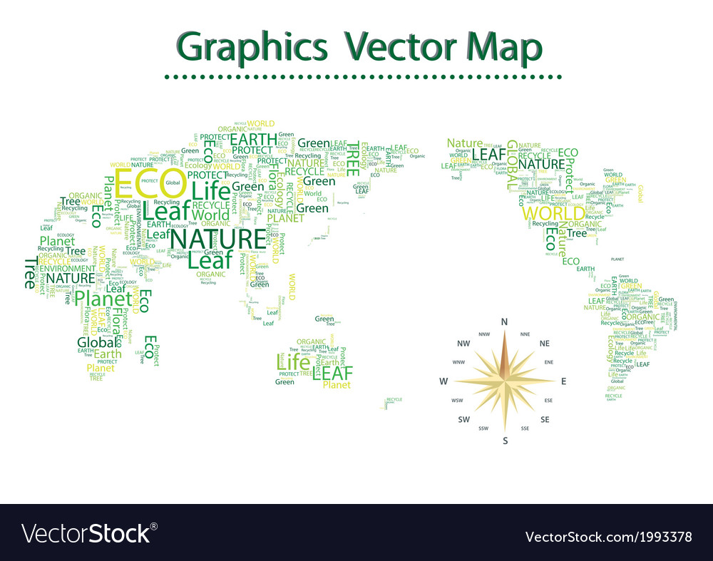 World map eco font set seamless pattern