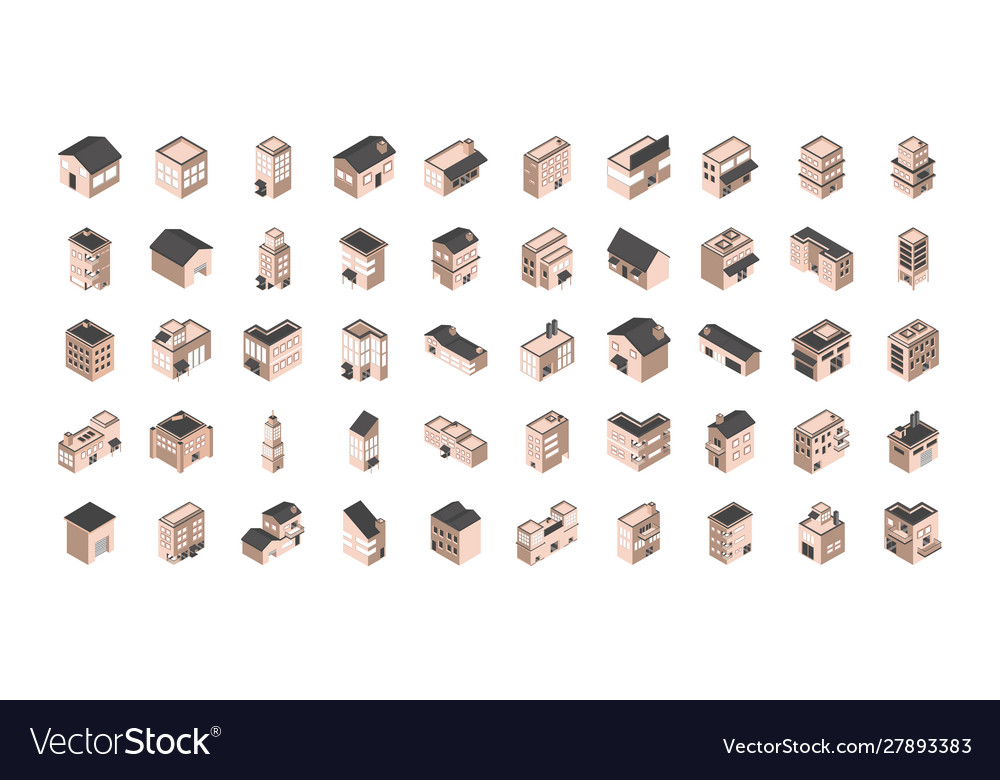 Building isometric style icons set