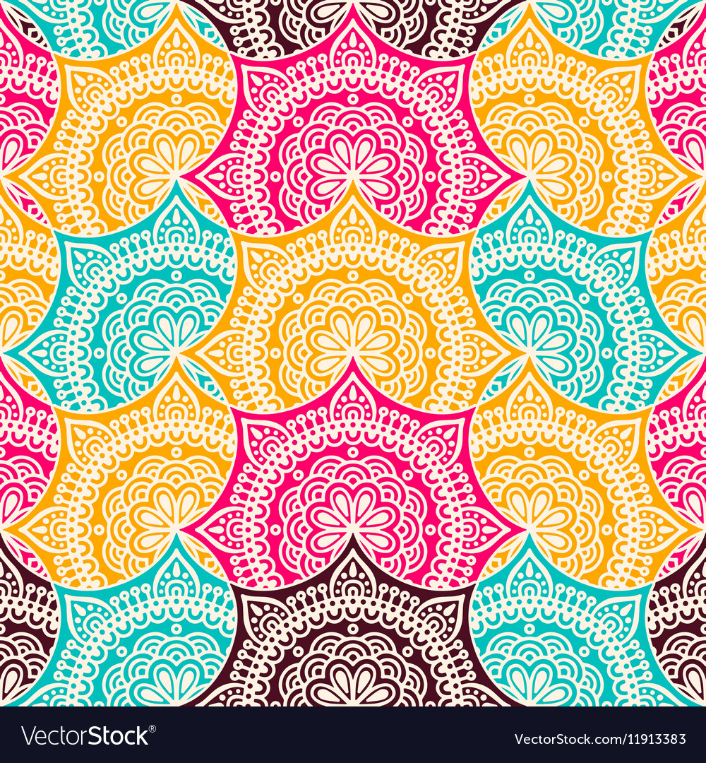 Ethnic floral seamless pattern Royalty Free Vector Image