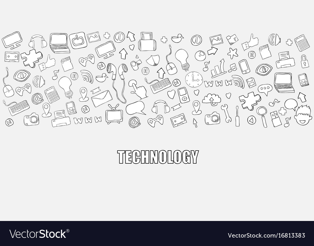 Hello technology background with media icons