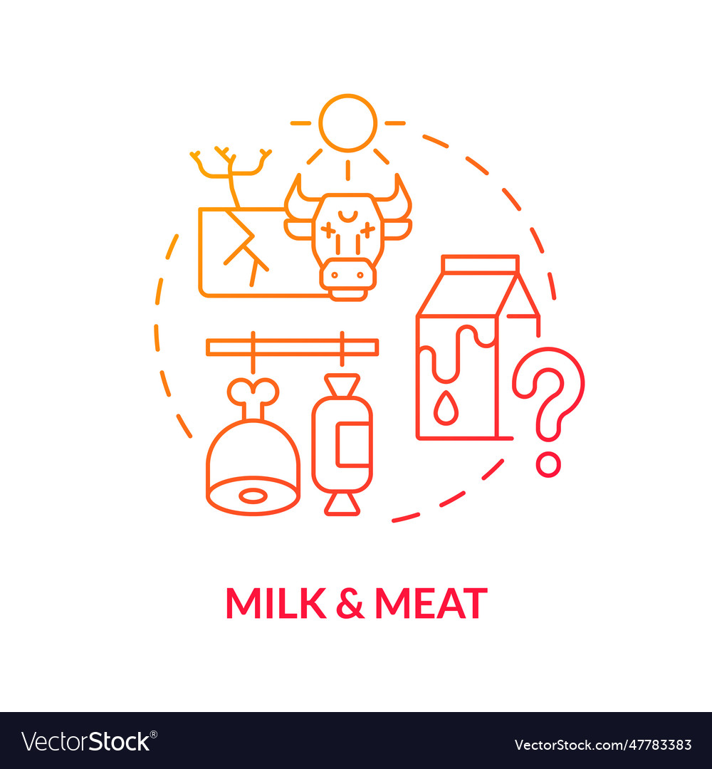 Thin line milk and meat icon heatflation concept