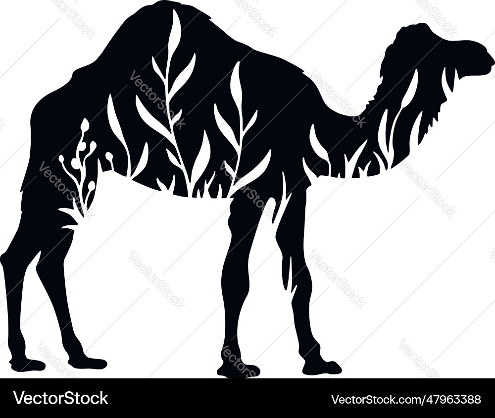 Camel - floral animals cut stencil laser Vector Image