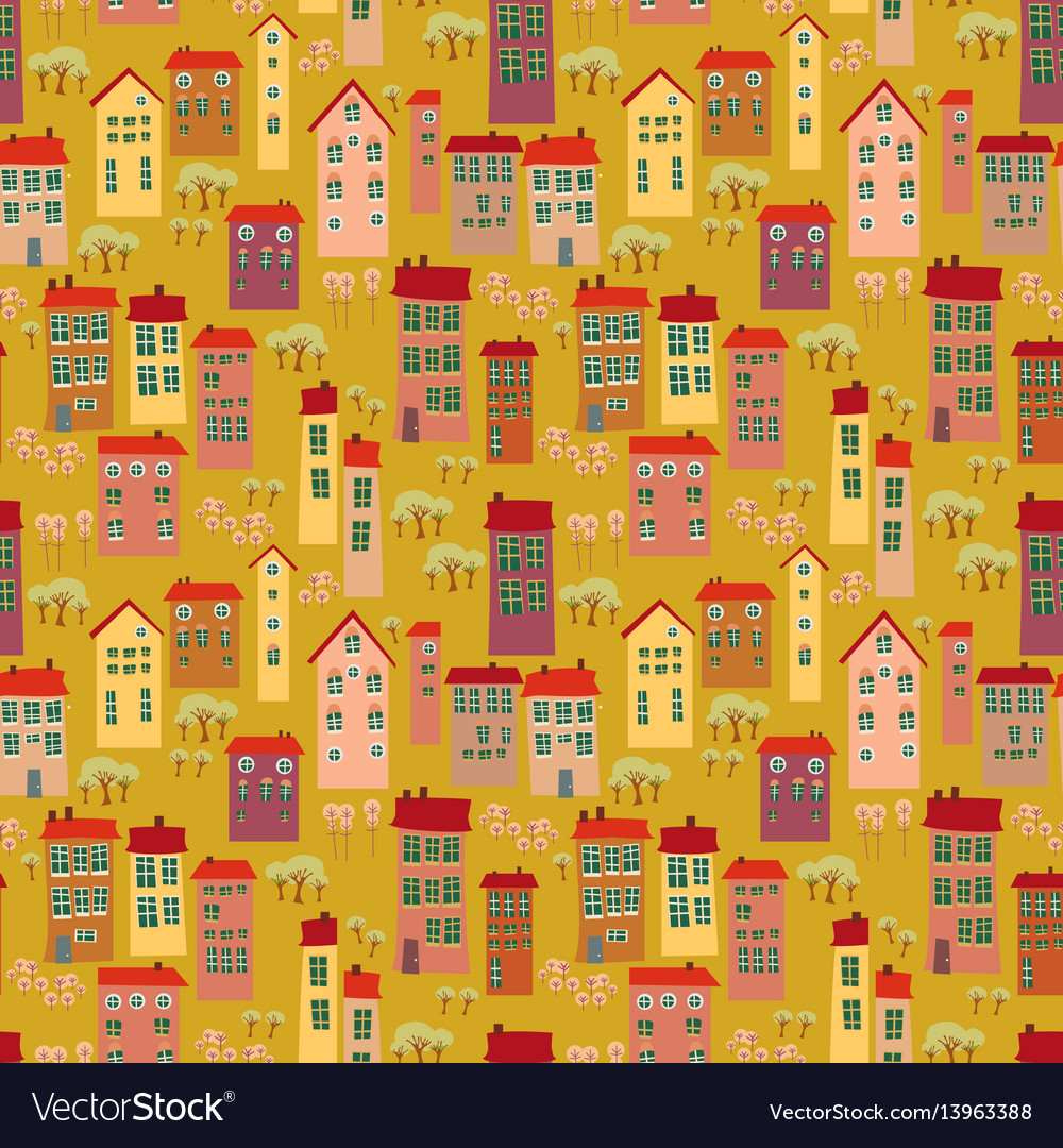 Cartoon seamless pattern with landscape Royalty Free Vector