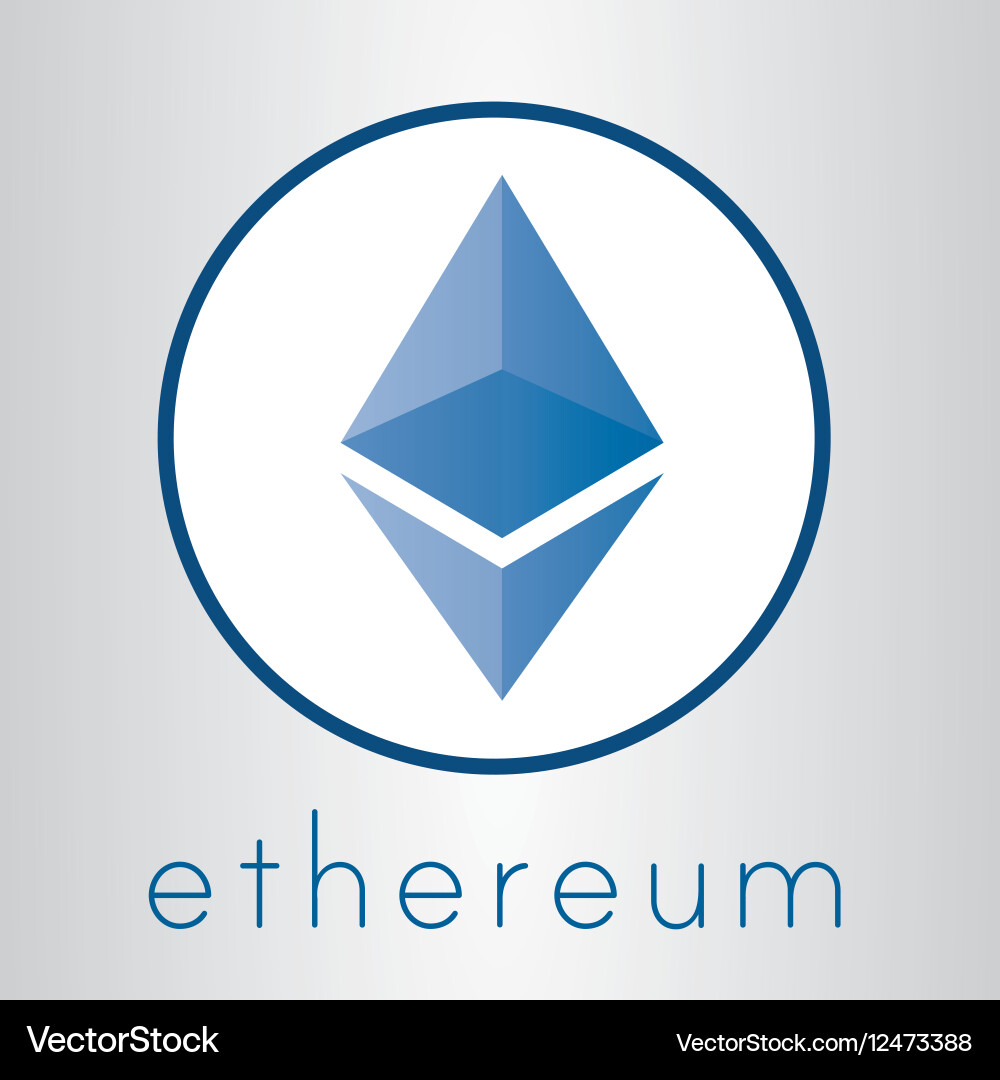 Ethereum cripto currency logo Royalty Free Vector Image