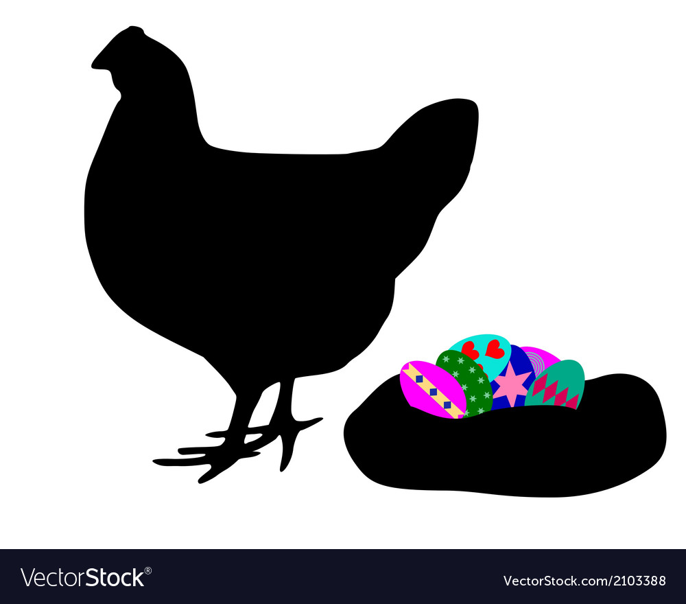 Hen with easter eggs