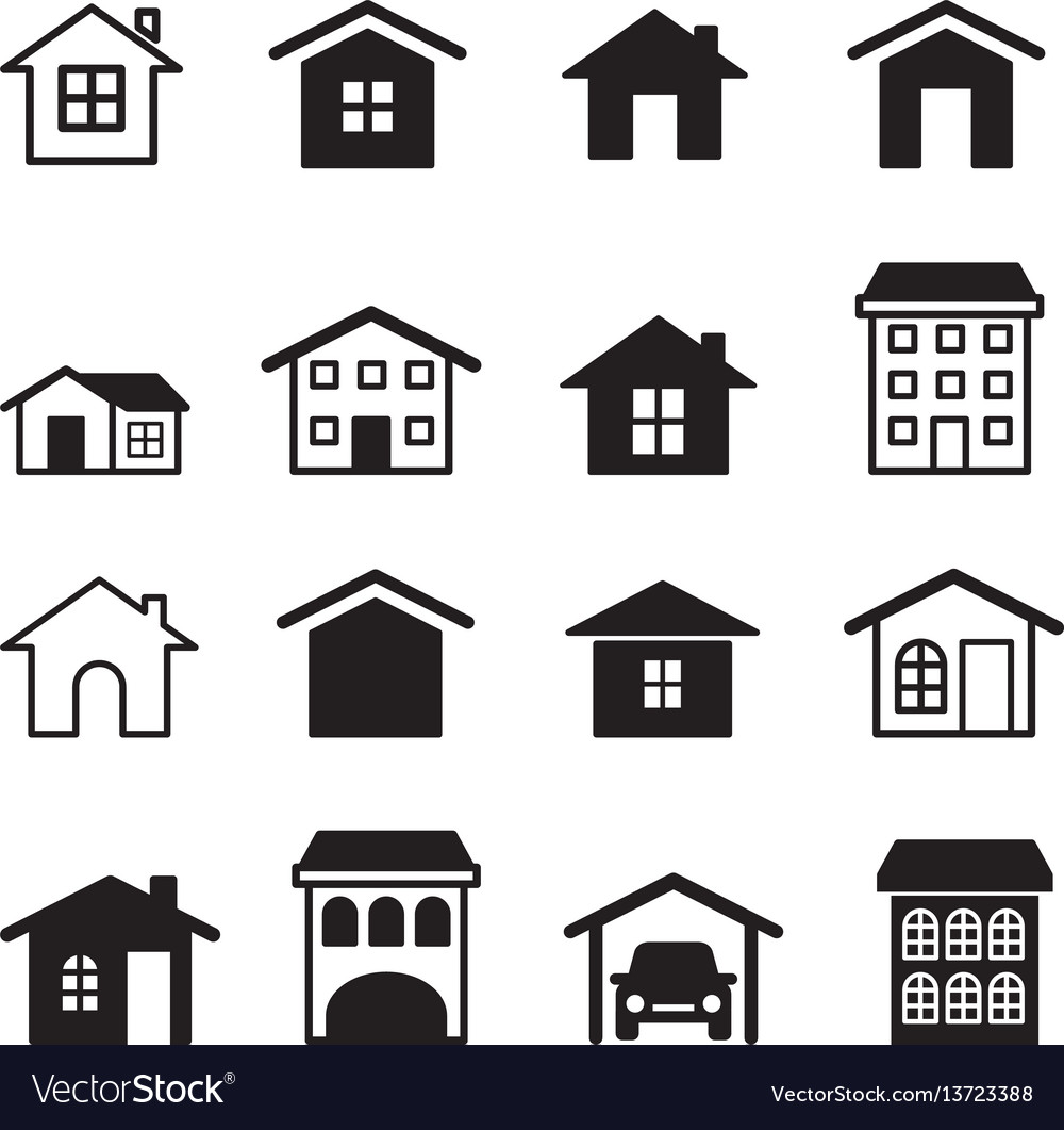 Home condominium tower apartment icons set Vector Image