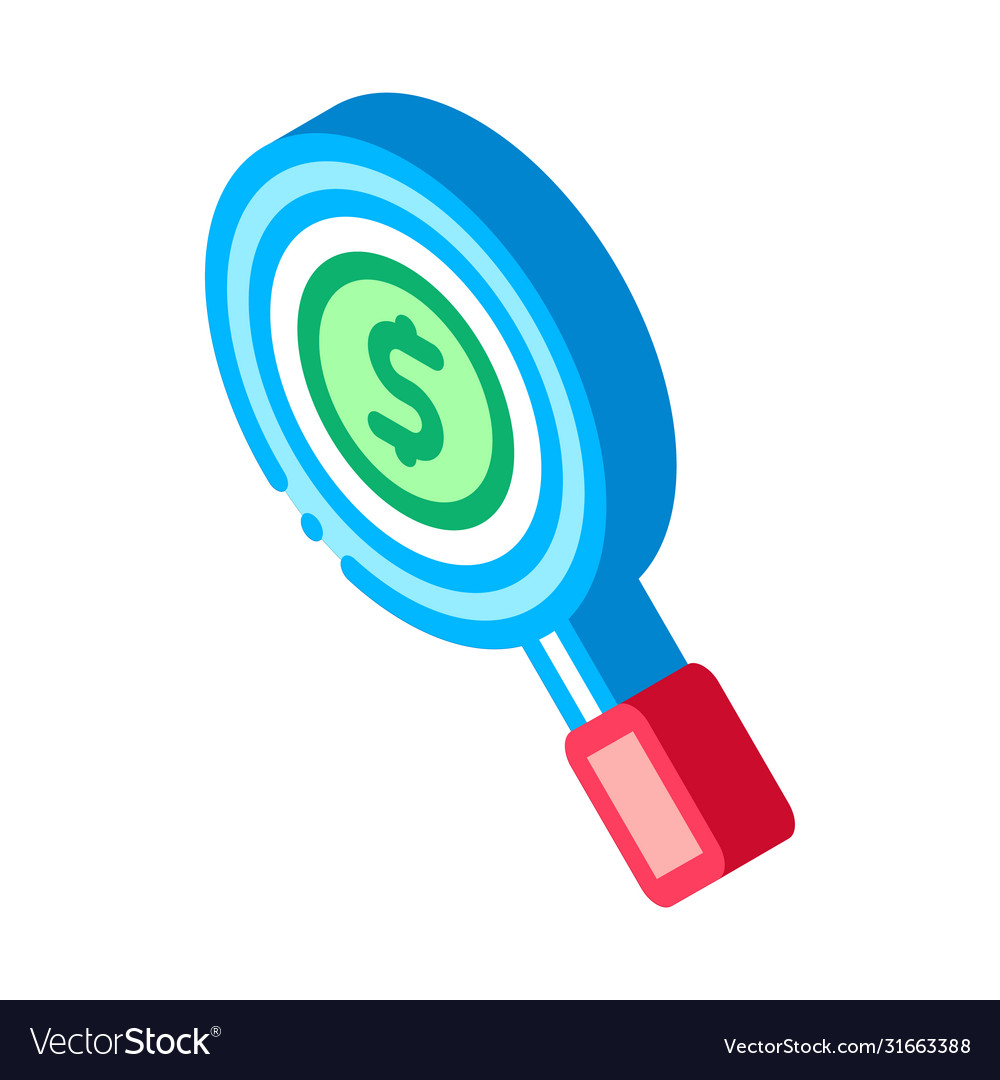 Magnifier money isometric icon