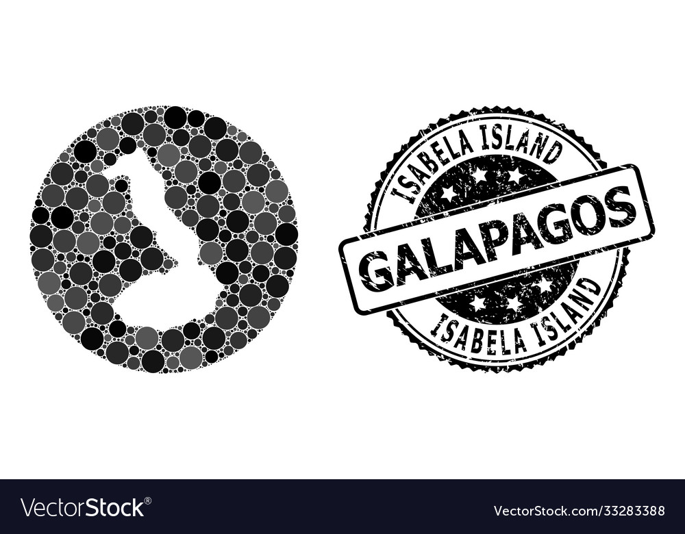 Mosaic stencil circle map galapagos - isabela