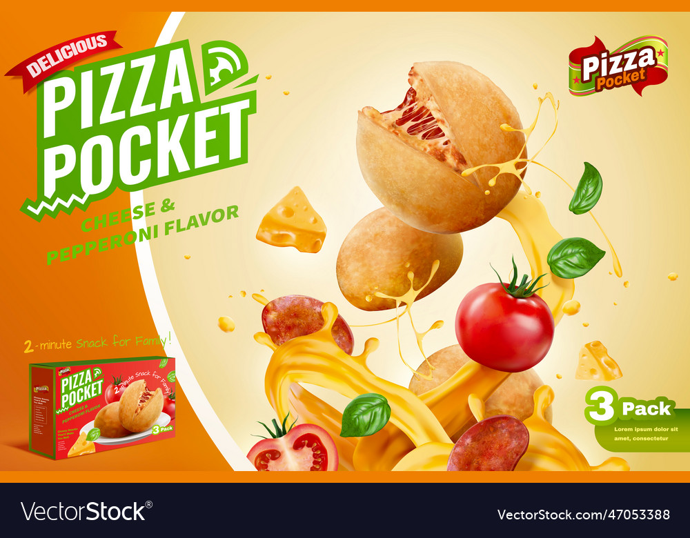 Pizza pocket ad template Royalty Free Vector Image