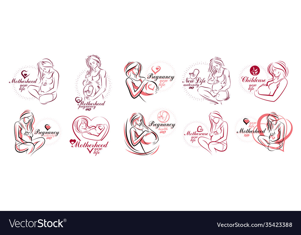 Pregnancy and motherhood theme set pregnant woman