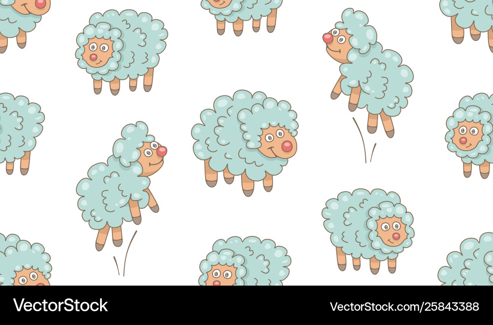 Seamless pattern with sheeps Royalty Free Vector Image