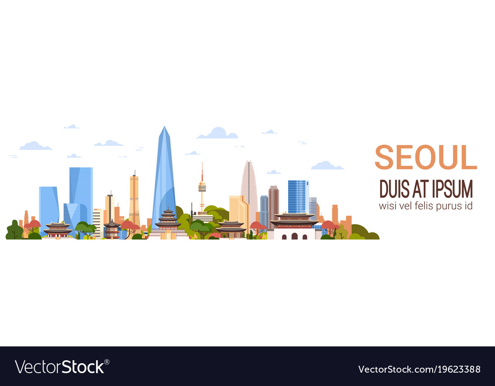 Seoul City Background Skyline South Korea View Vector Image