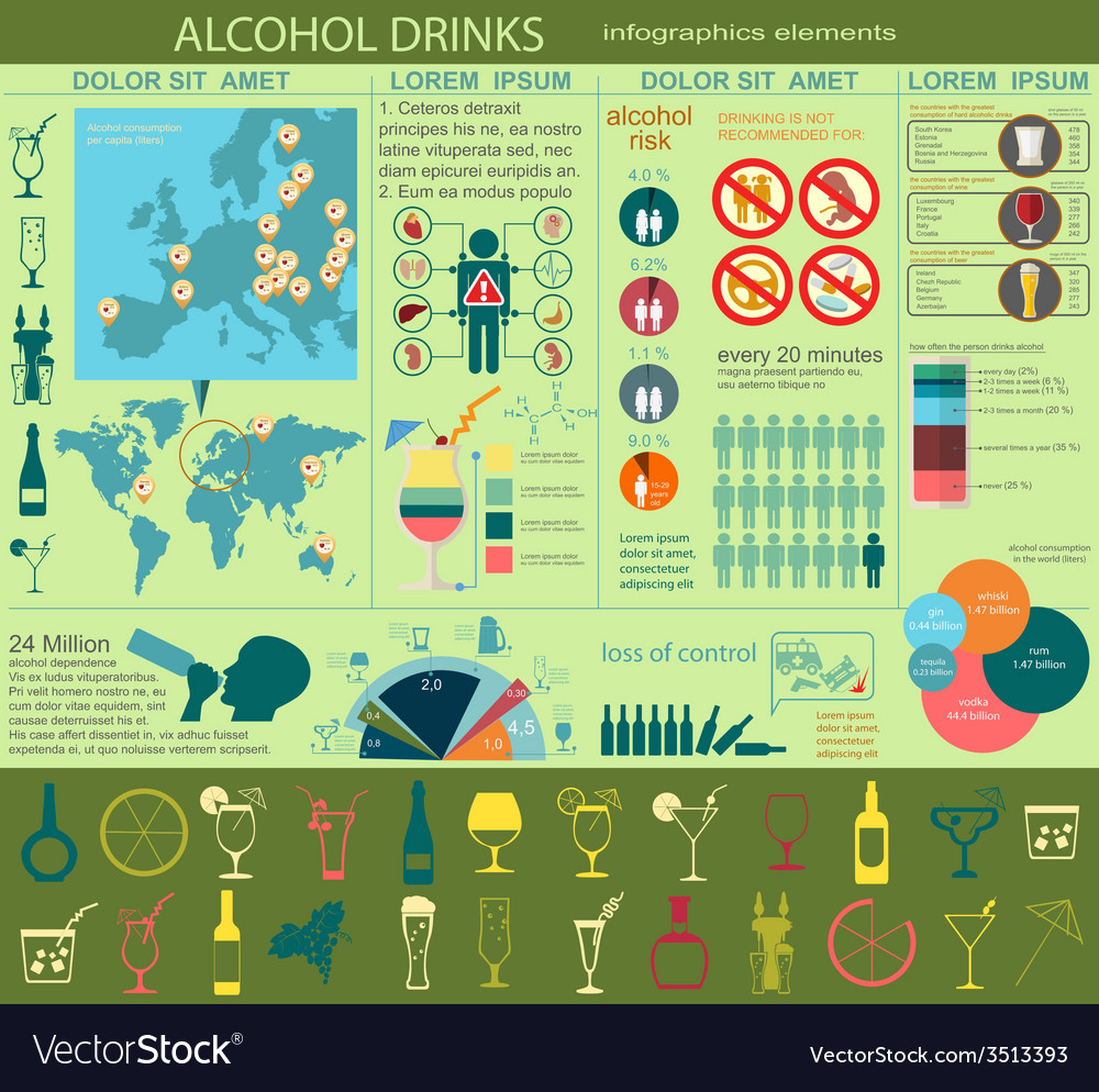 Alcohol drinks infographic Royalty Free Vector Image