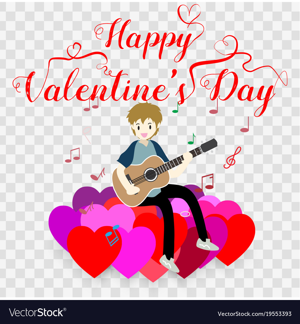 Junge spielen Gitarre Liebe für Valentinstag