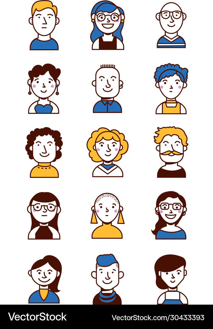 Bundle people group characters Royalty Free Vector Image