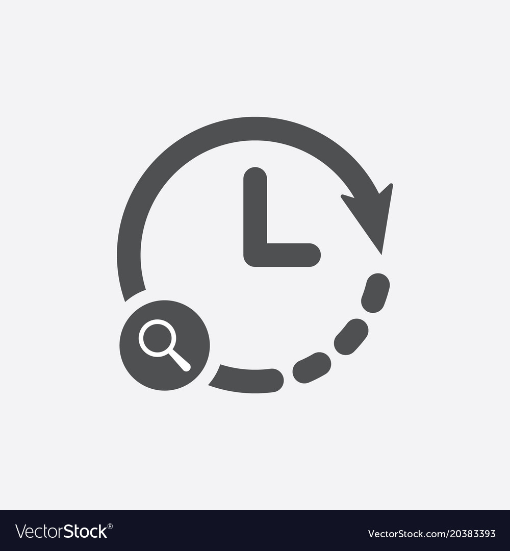 Clock icon with research sign