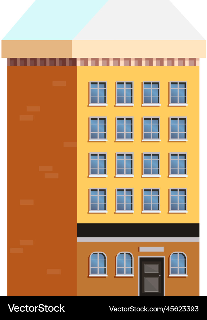 Flat winter building Royalty Free Vector Image
