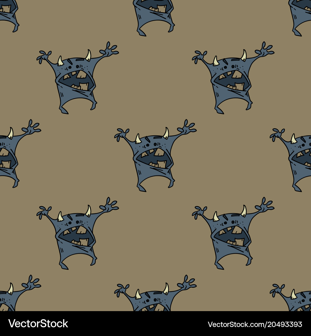 Funny monster seamless pattern Royalty Free Vector Image