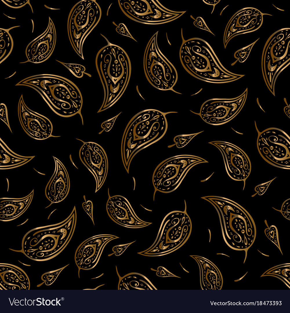 Paisley beautiful golden seamless background Vector Image