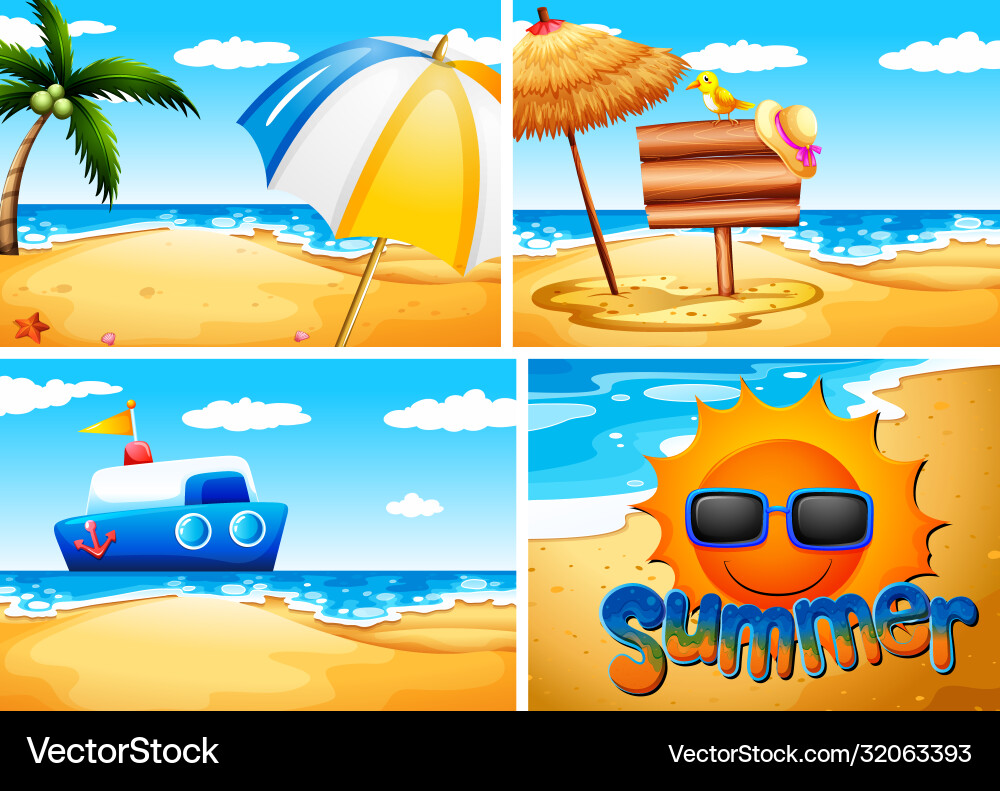 Set summer beach background Royalty Free Vector Image