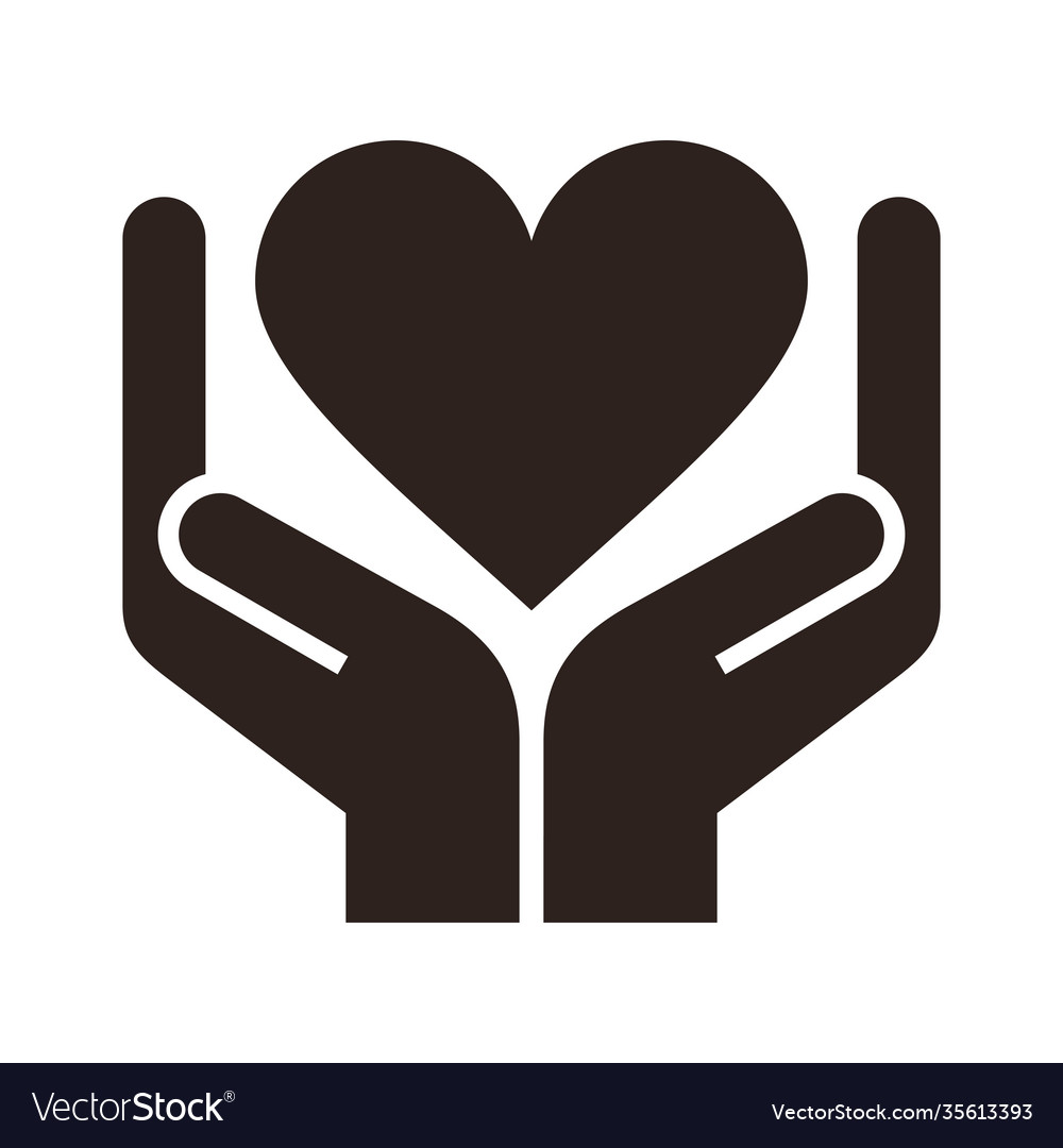 Two Hands Holding Heart - Conceptual Design Vector Image