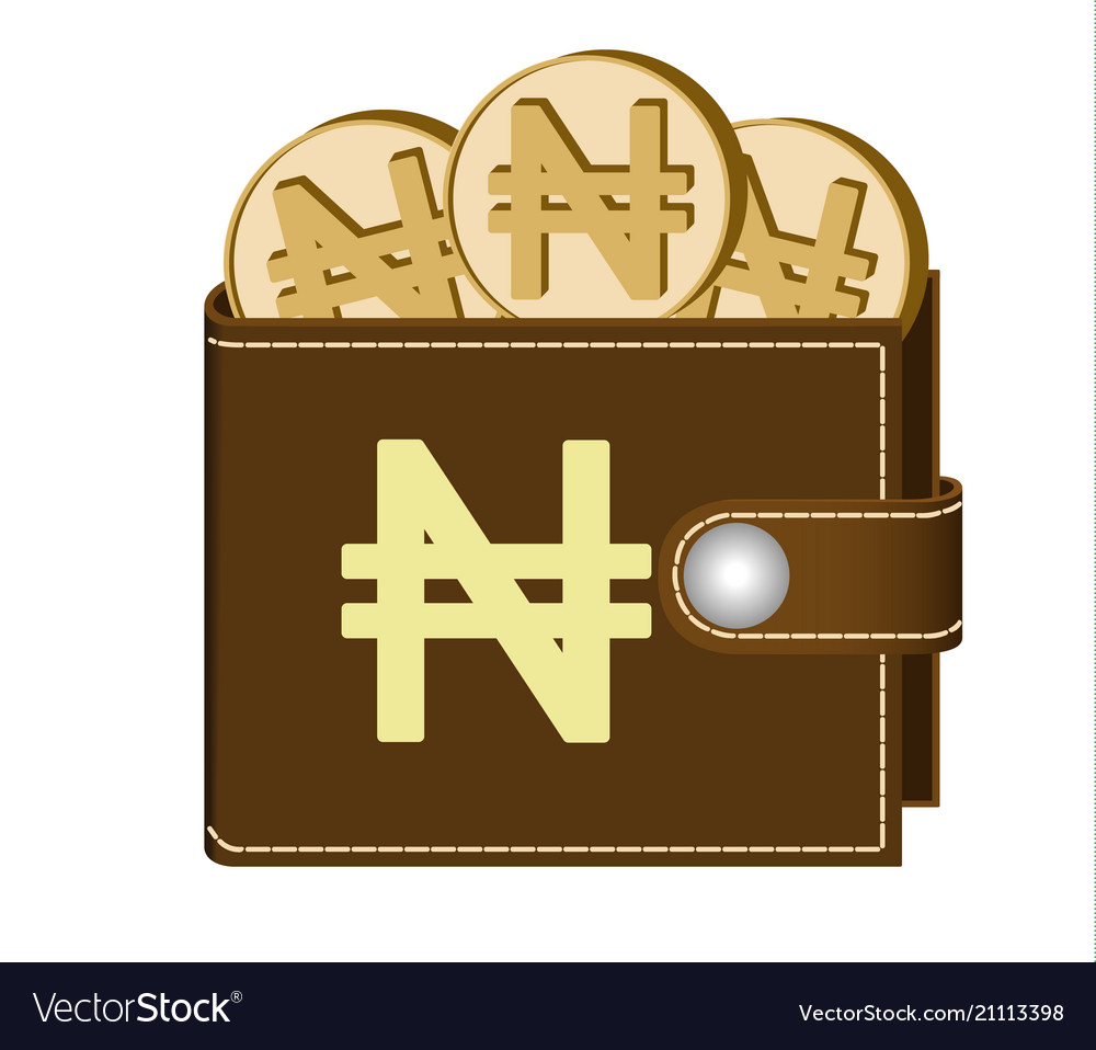 Brown wallet with naira coins