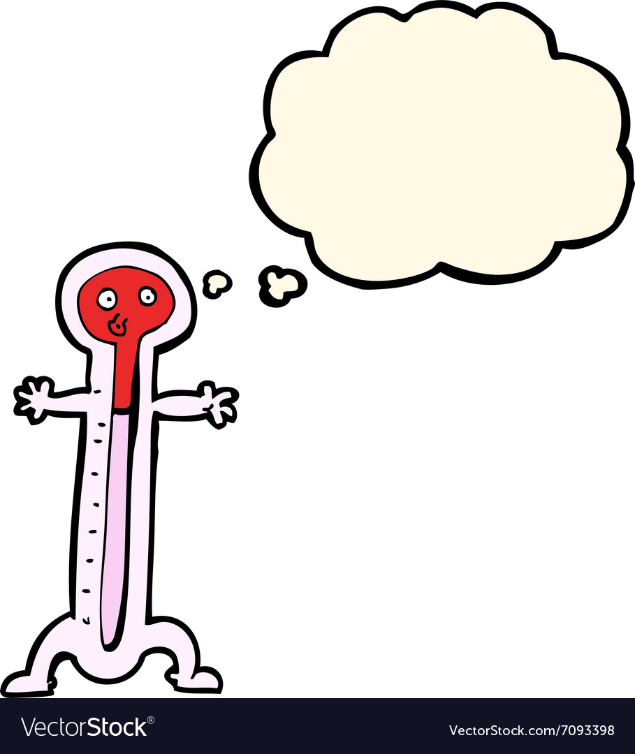 Cartoon thermometer with thought bubble