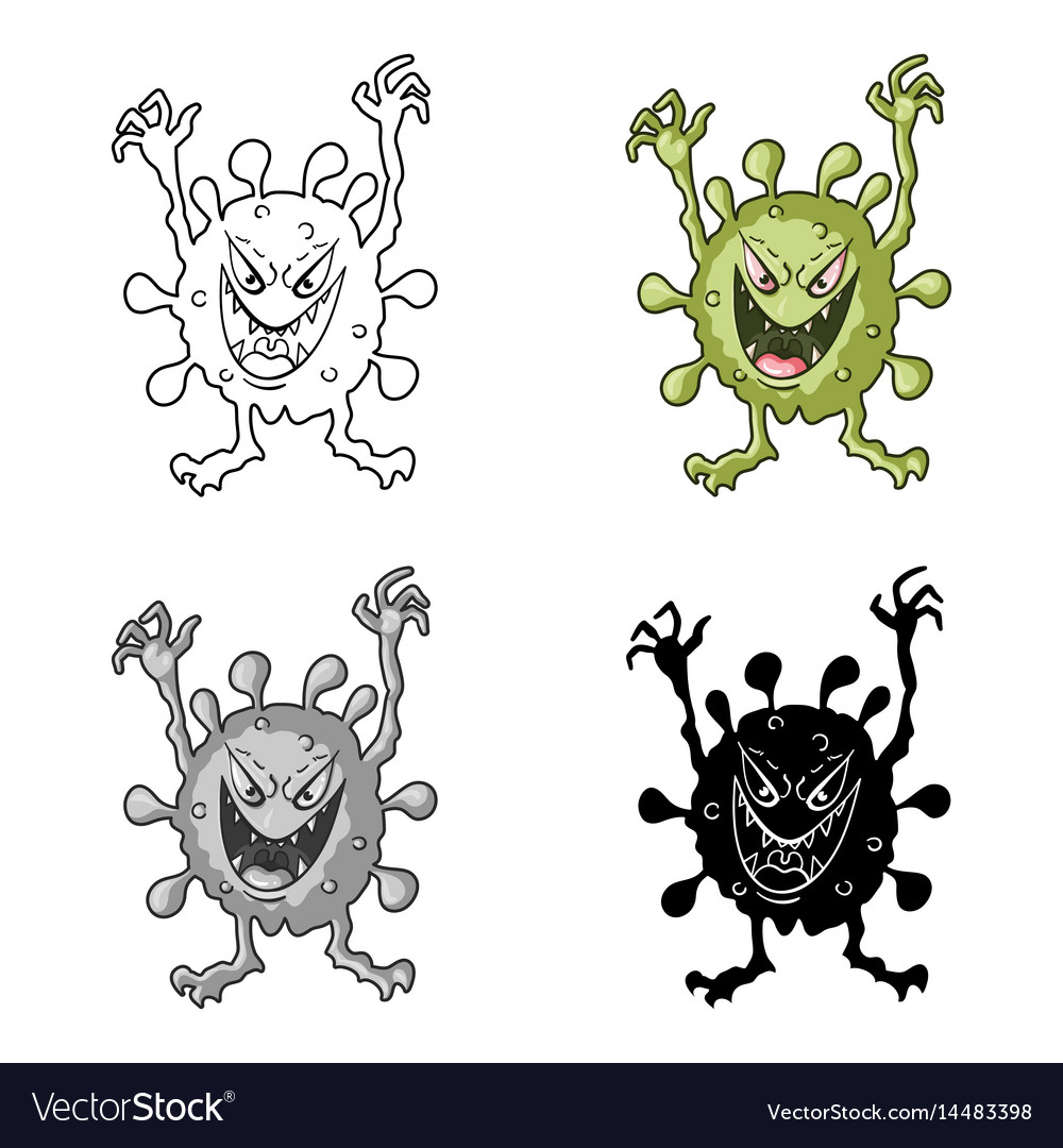 Green virus icon in cartoon style isolated Vector Image