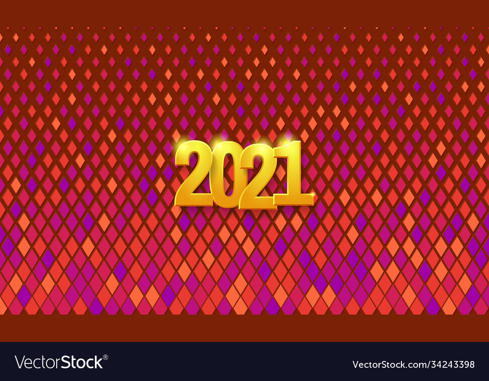 Happy new year 2021 greeting card golden numbers