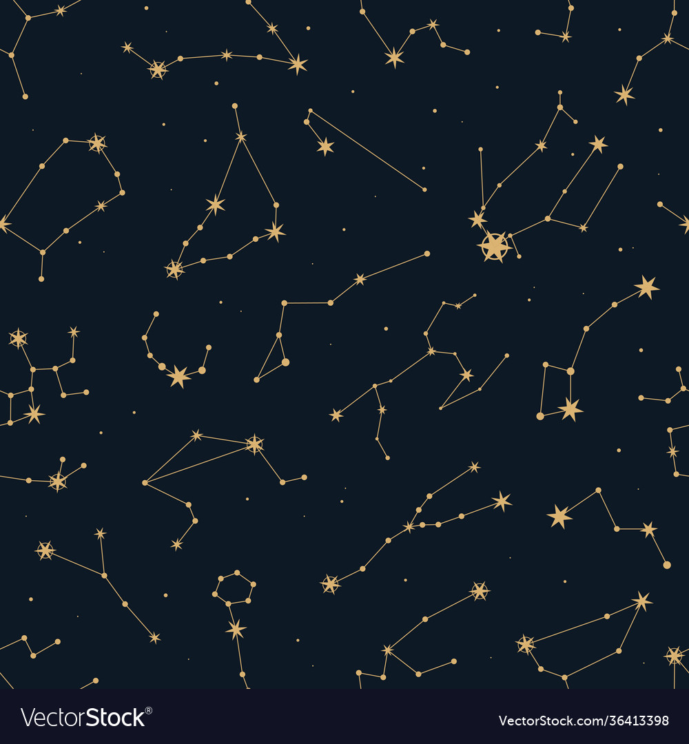 Magic seamless pattern with constellations Vector Image