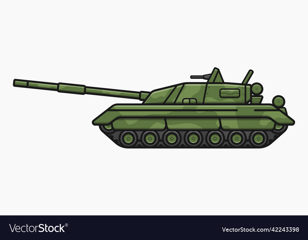 Modern tank with camouflage and machine gun Vector Image