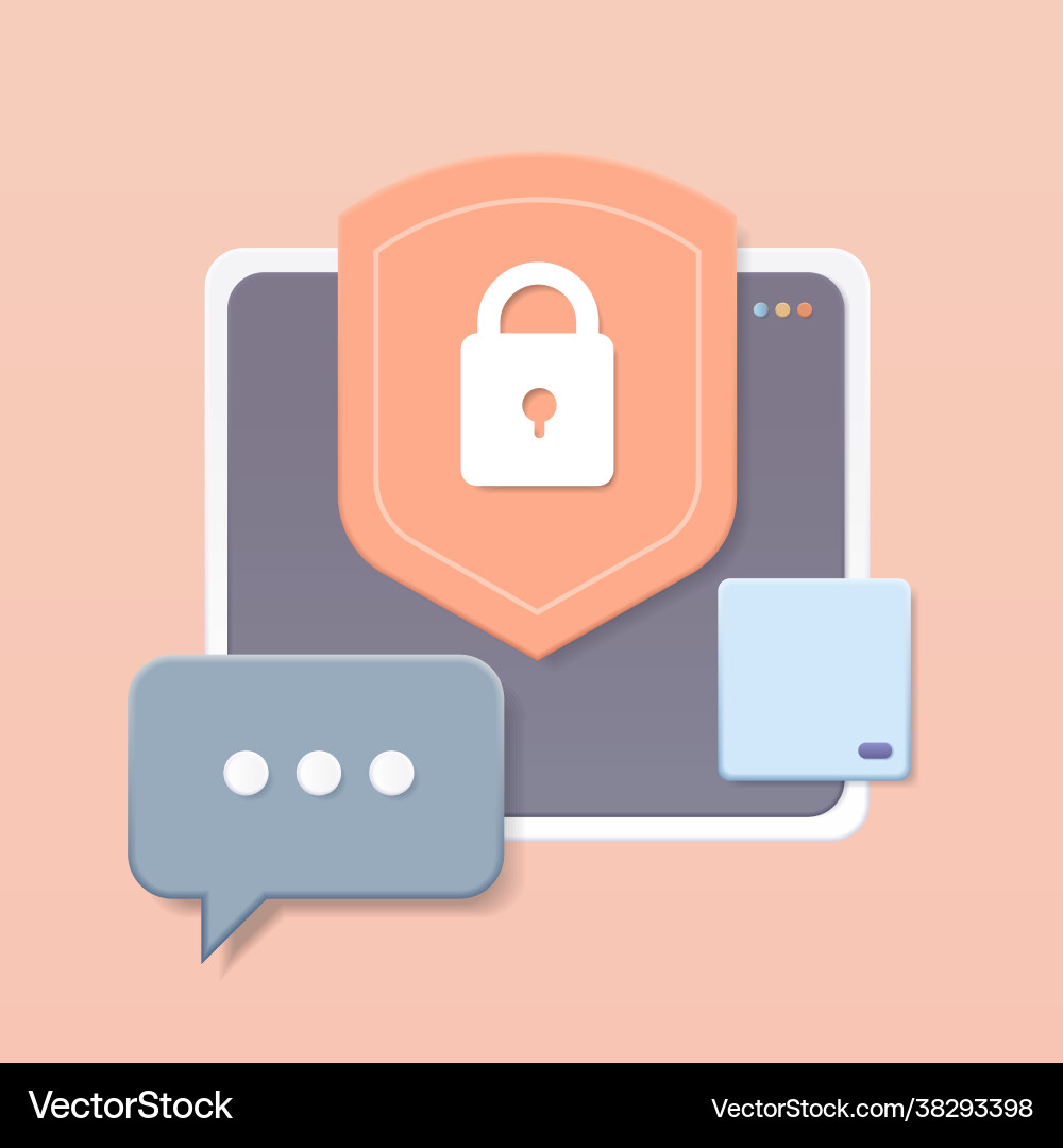 Protection shield with padlock on computer Vector Image