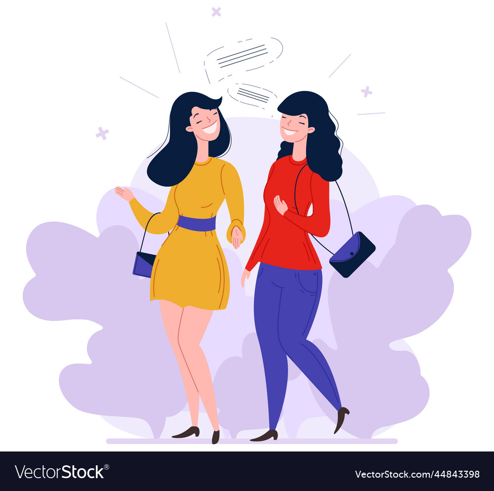 Young woman friends talking together flat Vector Image