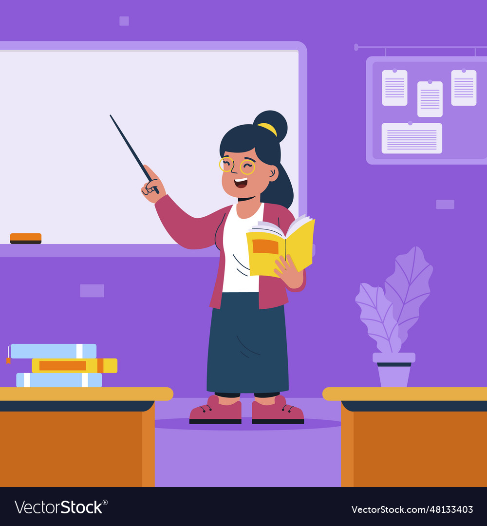 Hand drawn teacher cartoon Royalty Free Vector Image