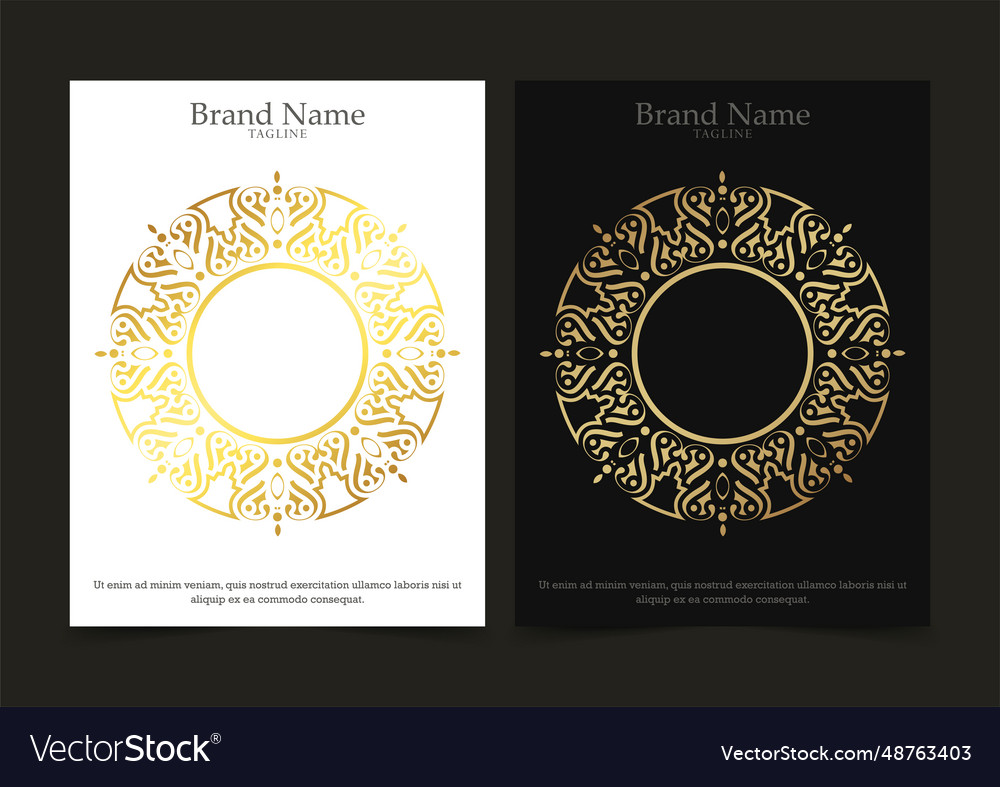 Luxury gold border pattern cover template Vector Image