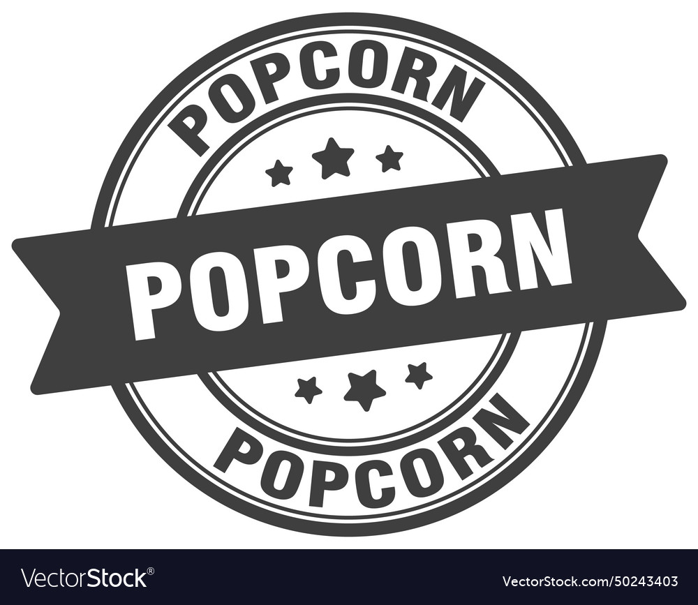 Popcorn stamp label on transparent Royalty Free Vector Image