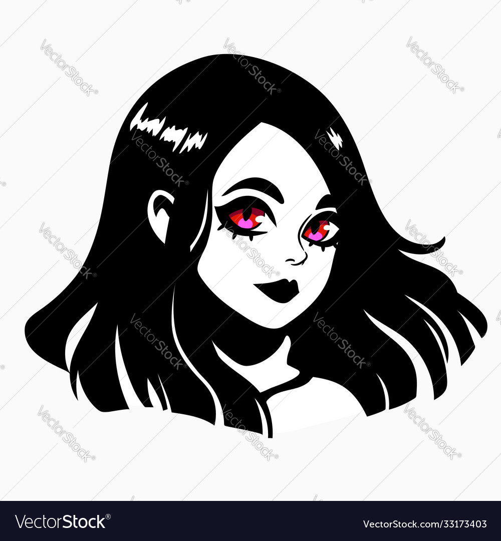 Portrait a cute gothic girl Royalty Free Vector Image