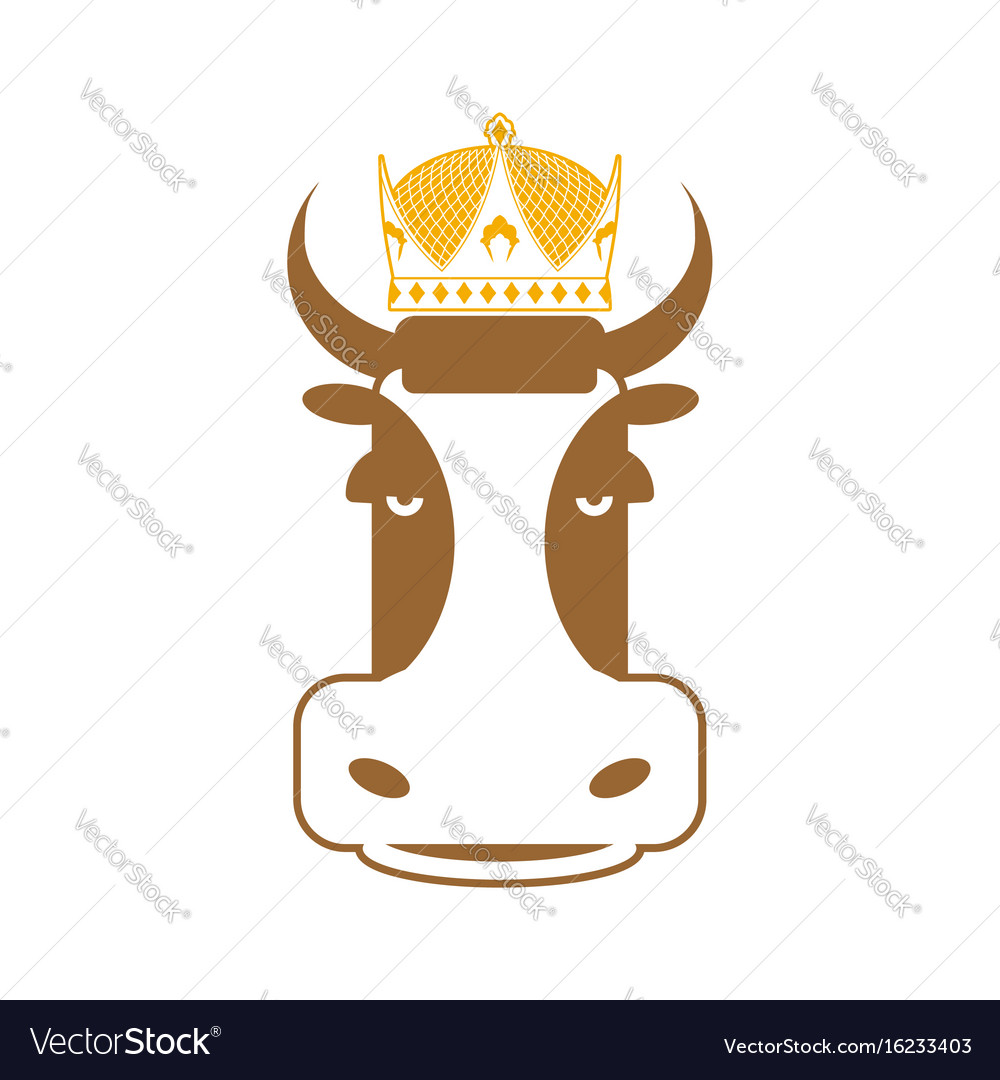 Royal beef cow in crown sign for meat production