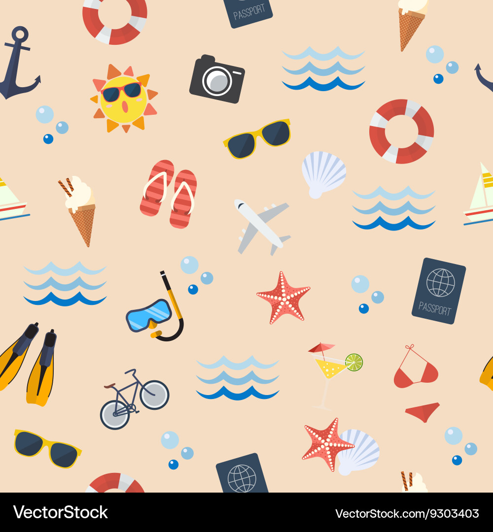 Seamless summer flat pattern Royalty Free Vector Image