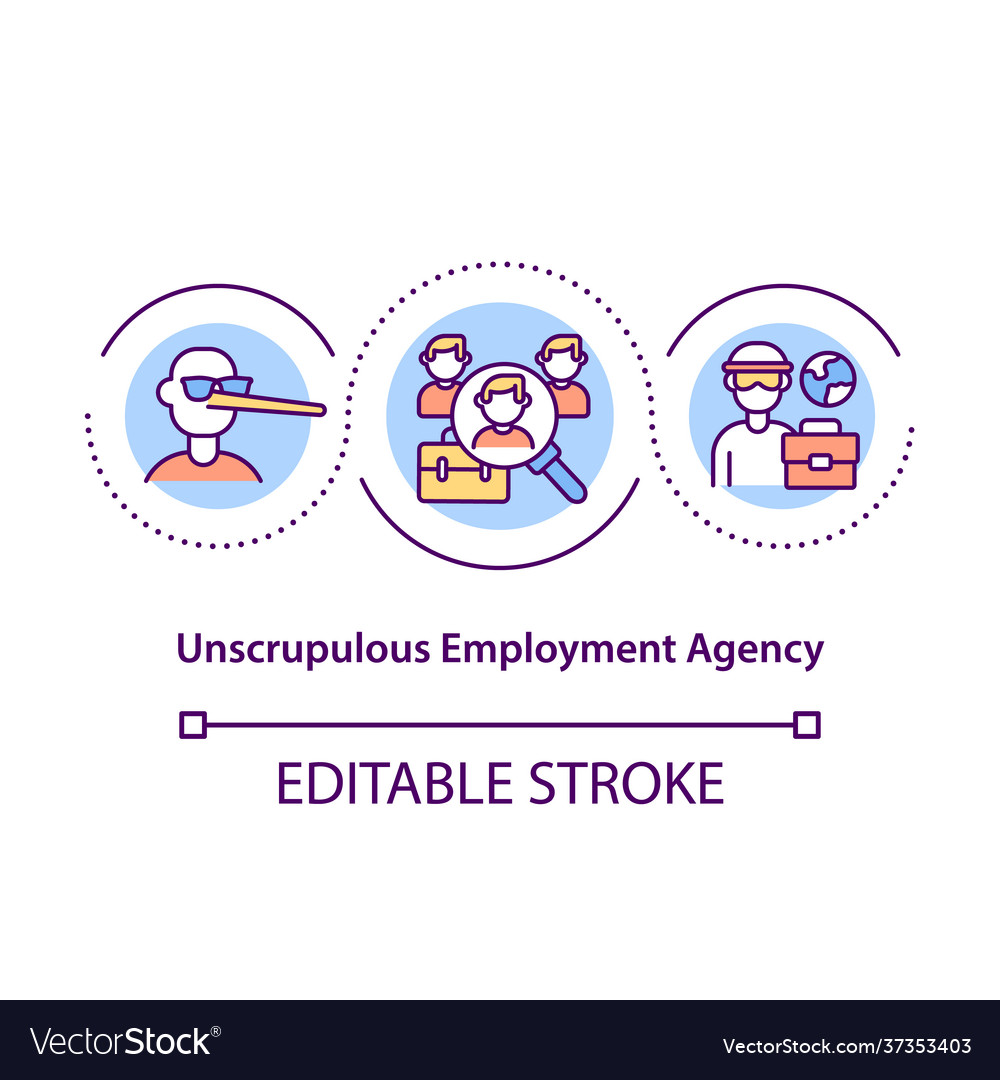 Unscrupulous employment agency concept icon