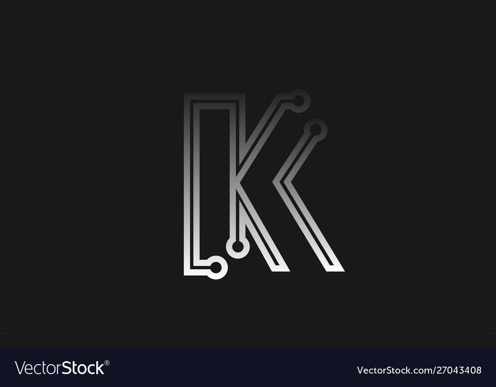 Black and white line alphabet letter k