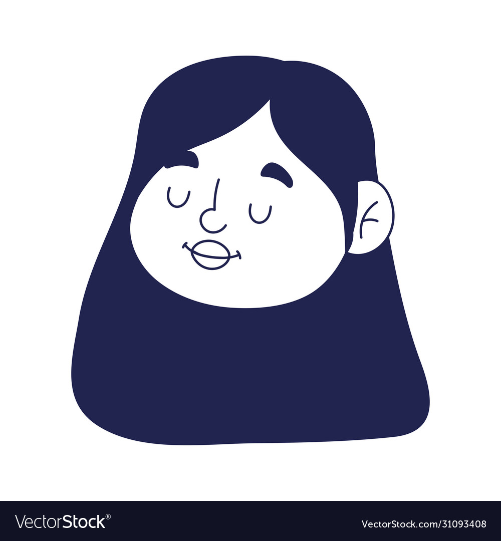 Cute young woman face cartoon isolated icon Vector Image