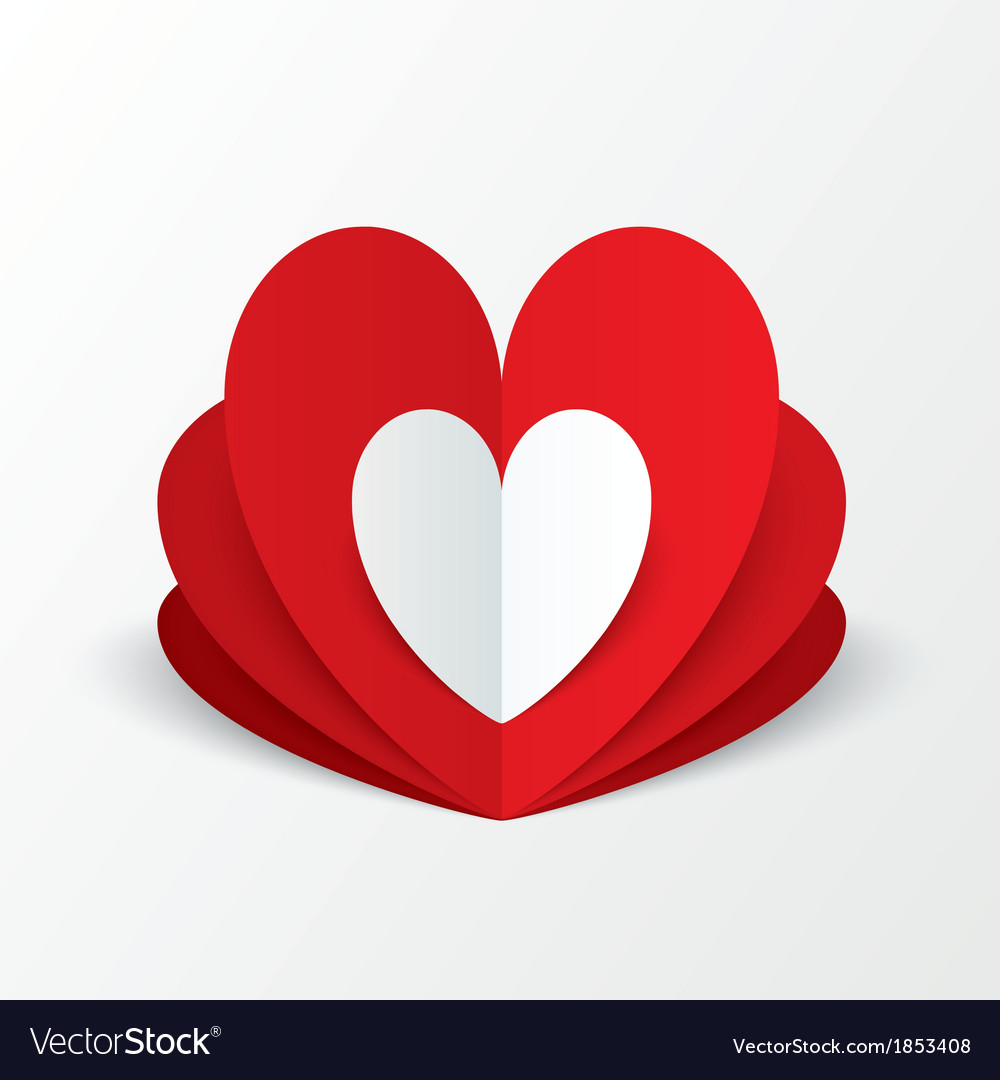 Paper heart valentines day card flower concept Vector Image