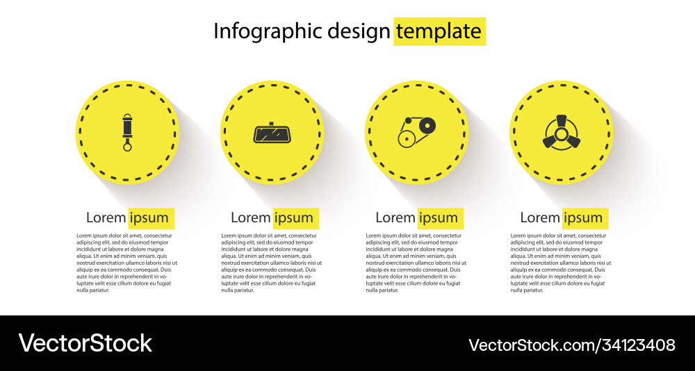 Set shock absorber car mirror timing belt kit Vector Image