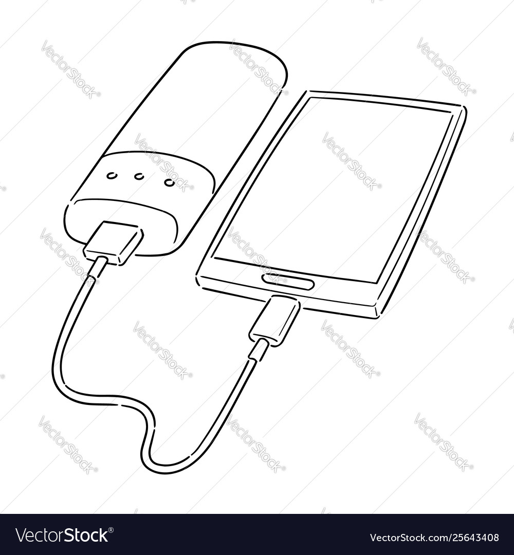 Set smartphone charging via power bank Royalty Free Vector